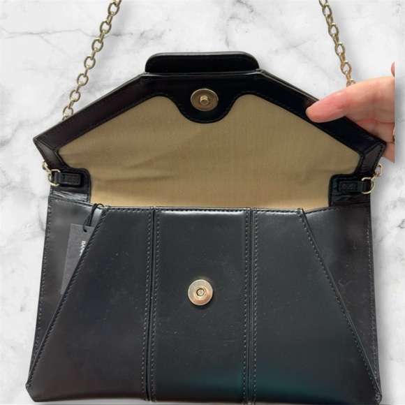 Banana Republic Black Clutch Silver Chain &Buckle Purse Handbag NWT old stock - Picture 4 of 9